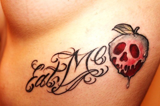 Poisoned apple tattoo done on the ankle