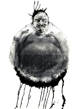 eatsleepdraw:  Fat man in a Bagel shop. 