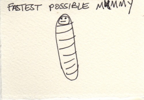 a Mummy, by Laurea, in 9.5 seconds.
As we head into the Halloween weekend, Laurea drops another treat into our Fastest Possible Bag of Halloween. I had not thought about it when I gave her this card, but Laurea has reminded me that there are two...