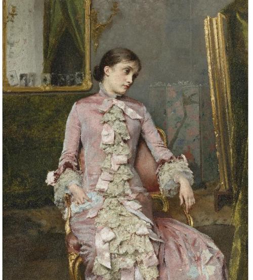 Rogelio De Egusquiza, Spanish, 1845-1915, Lady in Pink Sotheby’s, 19th Century Art, London, No