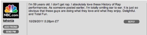 corycavin:The BEST History Of Rap 3 comment on the LNJF blog.