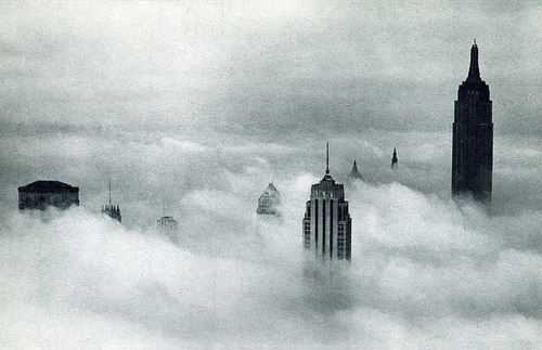 fuckyeahvintage-retro:  NYC Skyscrapers above the clouds, 1948. 