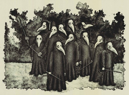 psychedelic-freak:  The Black Death Plague Doctor: A plague doctor was a special medical physician who saw those who had the Bubonic Plague. In the seventeenth and eighteenth centuries, some doctors wore a beak-like mask which was filled with aromatic