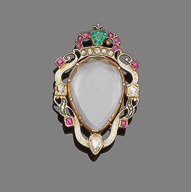 A rock crystal, enamel and gem-set locket pendant, circa 1750Bonham’s, Jewelry, London, Nov 2n