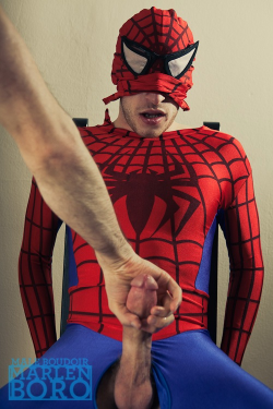 homoeroticguys:  spiderman has a huge cock