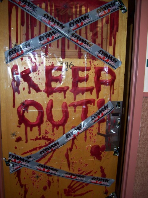 Our dorm door! Isn&rsquo;t it terrifyingly fabulous?