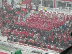 marchingartsphotos:  My Band, the Rutgers University Marching Scarlet Knights. We were out this past weekend in this wonderful weather… Luckily, I can just about feel my fingers and toes again! Thanks for submitting.  Hopefully your team won?  &hellip;The