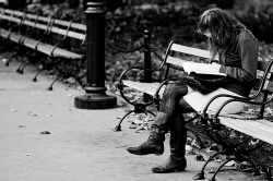 black-and-white:  a read in the park (by *Cinnamon)