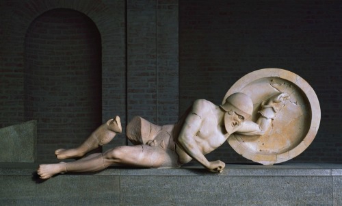 artofmasculinity:  Dying Warrior, East pediment, Temple of Aphaia, c. 480 BC 