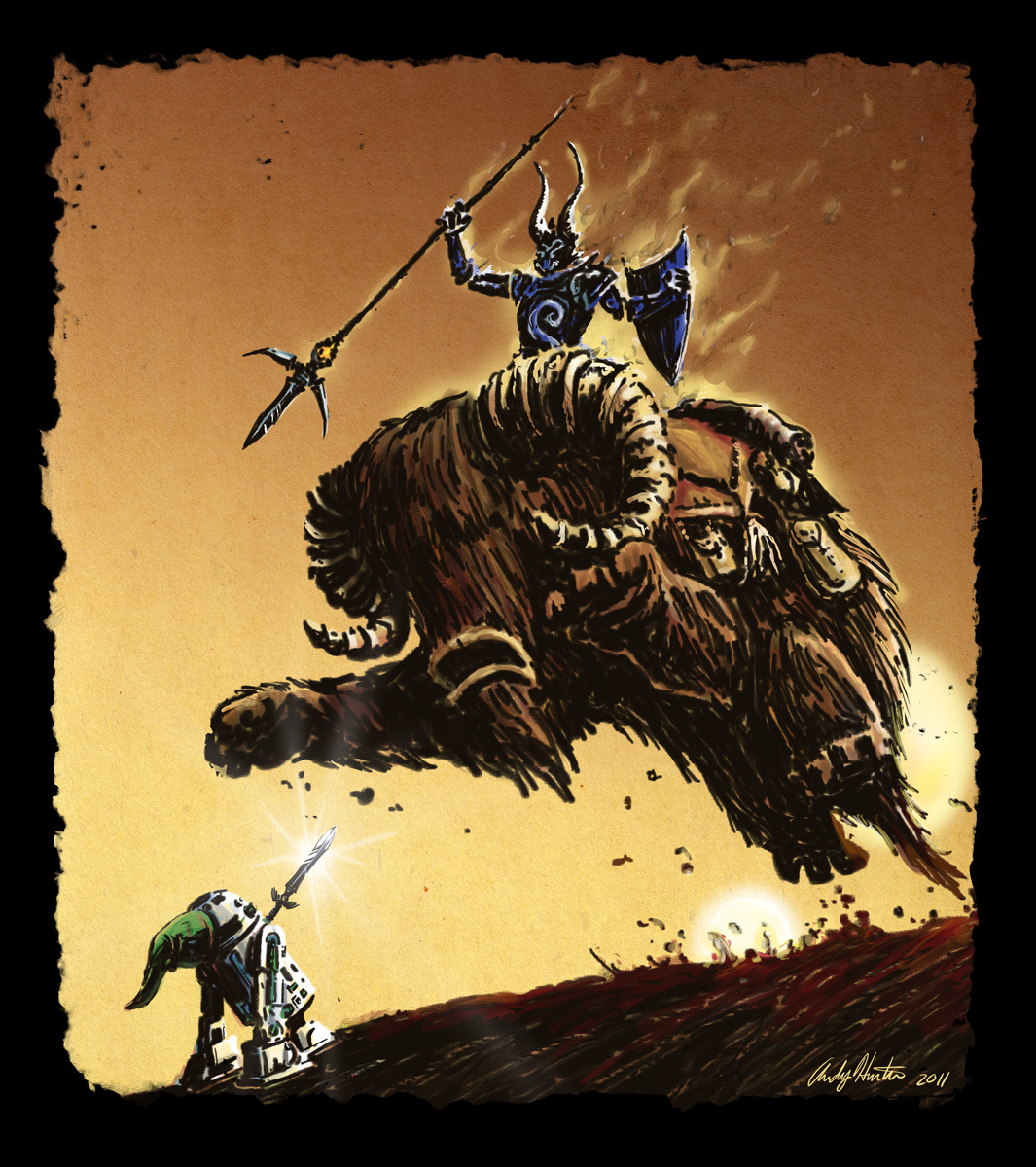 R2D2 Link takes on the forces of Phantom Ganon in this killer Star Wars / Zelda mash up by Andy Hunter. Created for Draw2d2’s current art theme.
Related Rampages: Thunder Cats | Scott Pilgrim (More)
Star Wars / Zelda by Andy Hunter (deviantART)...