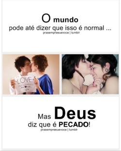  Namoral na minha opinião esse post é muito ridículo, pode até ser que a homossexualidade seja pecado, mas não é por causa que duas pessoas do mesmo sexo se amam que Deus vai deixar de ama-lás. Tá, Deus criou o homem e a mulher, mas Deus também