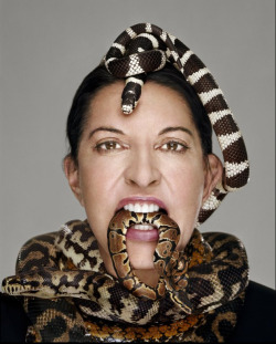 framenoir:  From Visionaire Issue 61: Larger Than Life Marina Abramovic : “I would prefer to die from a snake bite than in a truck accident.” via StyleList 