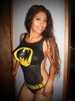 paintedgirls:  Batgirl body paint!