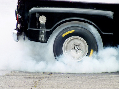 automotivated:  Chevy truck burnout, Yanks Weekend Drag Racing, Shakespeare County Raceway (by SARK S-W)