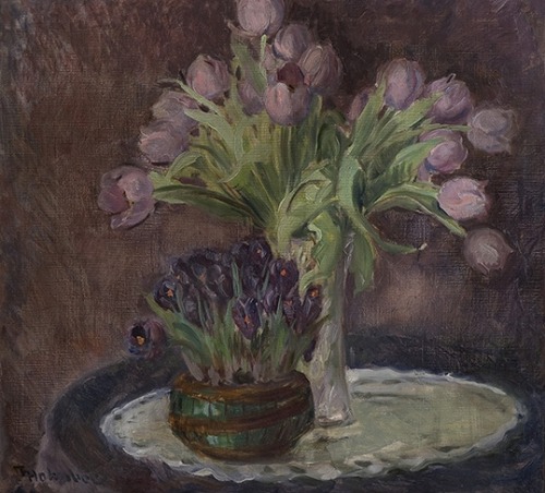 Tulips and crocus, 1927,Thorolf Holmboe. Norwegian ( 1866 - 1935)