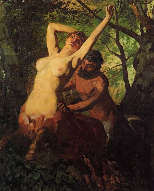 Couple of Centaur in the Forest,Wilhelm Trübner. (1851- 1917)