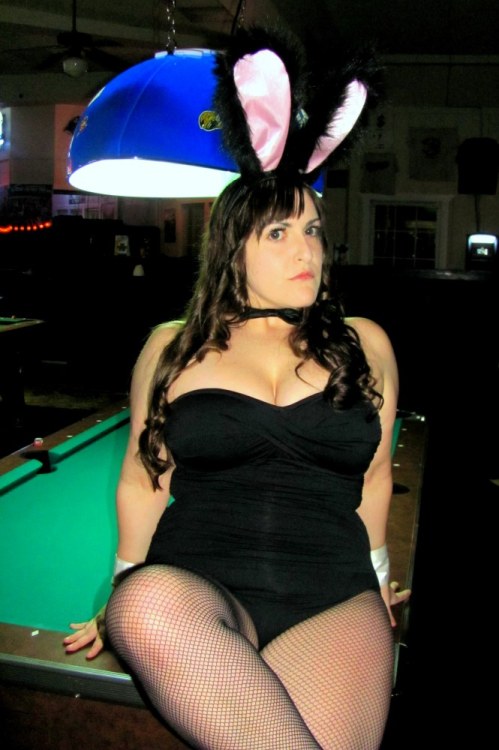 At the bar, pool table, sexy bunny