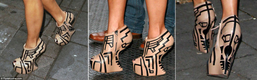 Celebrity Shoedown: Giuseppe Zanotti African Inspired Curved Platform Bootie Who wore it best? Kelly