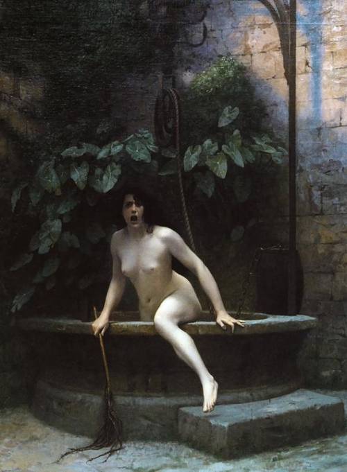deadpaint:  Jean-Léon Gérôme, Truth out of the well, armed with a whip to punish mankind 