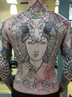 fuckyeahtattoos:  1st Session Backpiece By: Colin McClain @ Skinquake in Bloomington, IN.