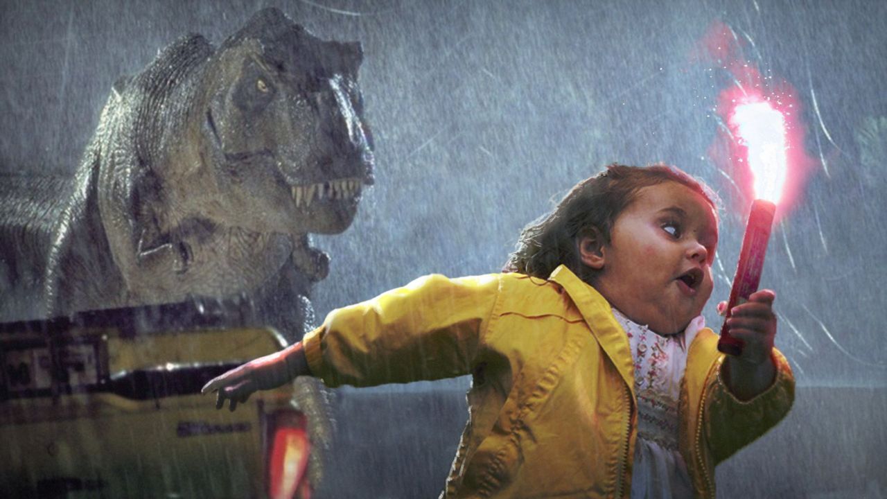 epic4chan:  Chubby Bubbles Girl + Jurasic Park in high resolution awesomeness (FYI:
