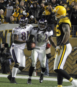 hrworld:  Torrey Smith &amp; Anquan Boldin celebrating vs. Pittsburgh Steelers 11/6/2011  What an exciting week for football!