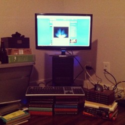 My desktop set up until I get a desk. 