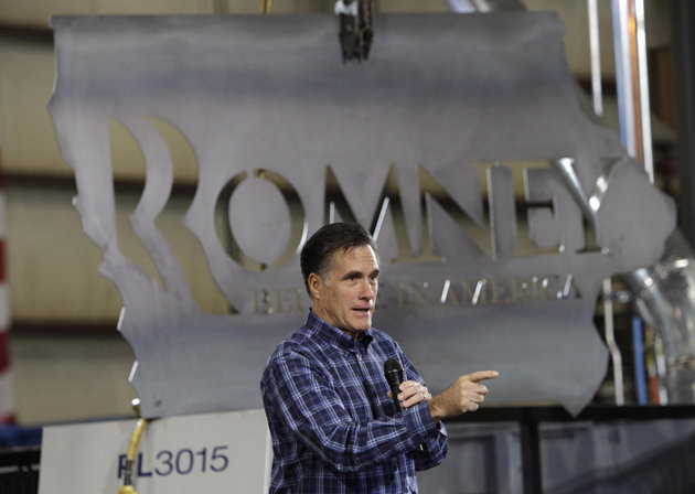 This is either the biggest sign yet that Mitt Romney is going to make a play for Iowa or a seriously expensive campaign prop. After all, what do you do with a steel sign cut into the shape of Iowa and stamped with a campaign logo?