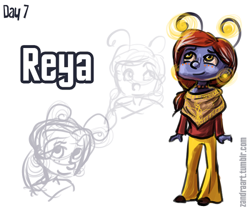 Day 7, Reya!Wanted to play around with colors a little bit. She seems to be some sort of alien princ