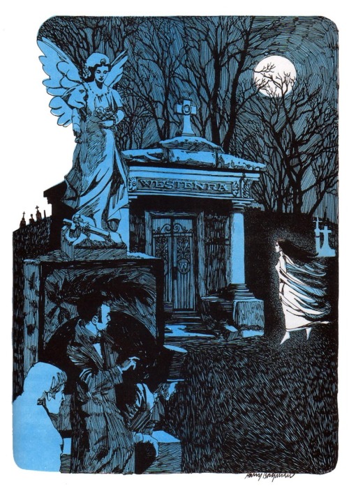 greggorysshocktheater:  Great Tales of Horror and Suspense - Dracula (1974 Galahad Books) illustrations by Harry Borgman part 2 