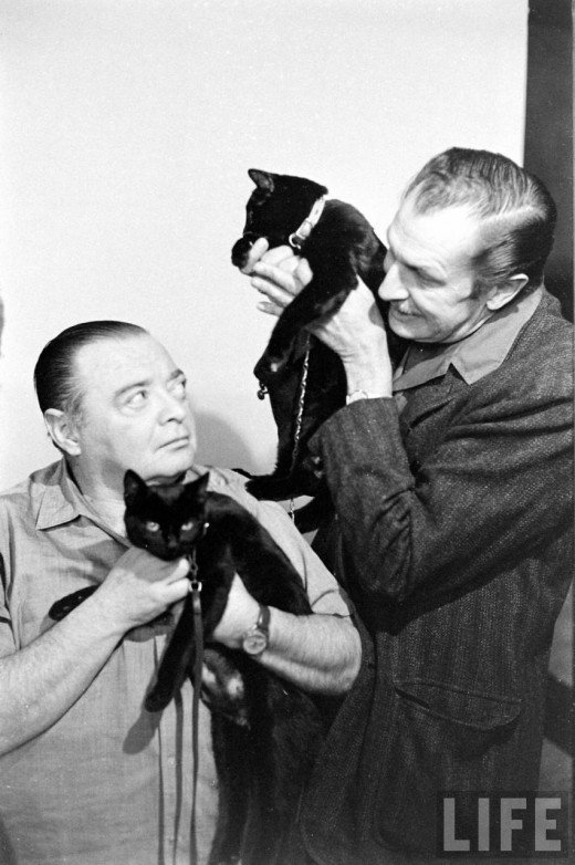 vincent price, peter lorre, and some cats (via)