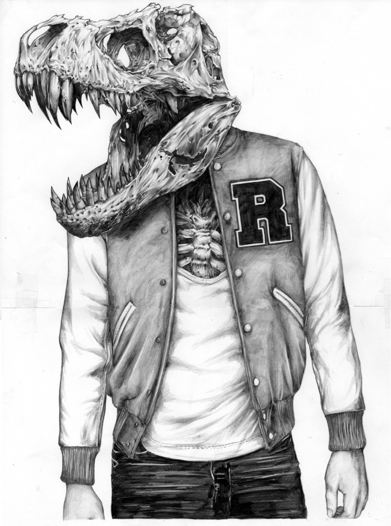 eatsleepdraw:  Pencil on A2 marker paper, T-Shirt design 