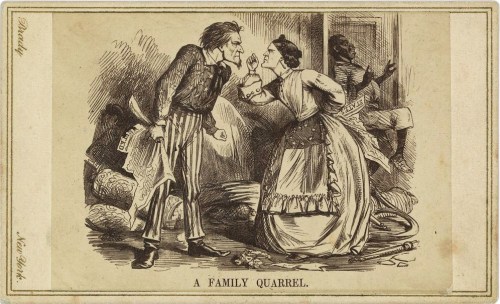 ‘A Family Quarrel’ - Uncle Sam (holding a torn map of the United States) argues with a l