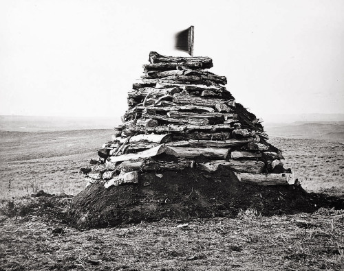 The First Monument on Custer’s Hill photo by L.A. Huffman, 1877