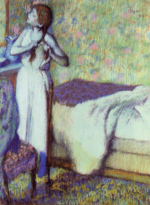 Young Girl Braiding Her Hair,  Edger Degas.