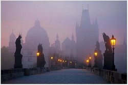 bluepueblo:  Foggy Night, Prague, Czech Republic