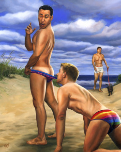 paulrichmondstudio:  Beach Bum, Starring Alan Ilagan, oil painting by Paul Richmond Original painting and limited edition prints