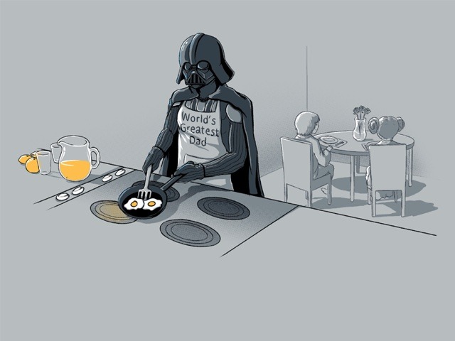 Behind the scenes, old Darth Vader is one hell of a good Dad. Artist Ramyb’s new Star Wars shirt design is one sale for only $10 at Shirt.Woot.
Family Breakfast by Ramyb
Via: laughingsquid