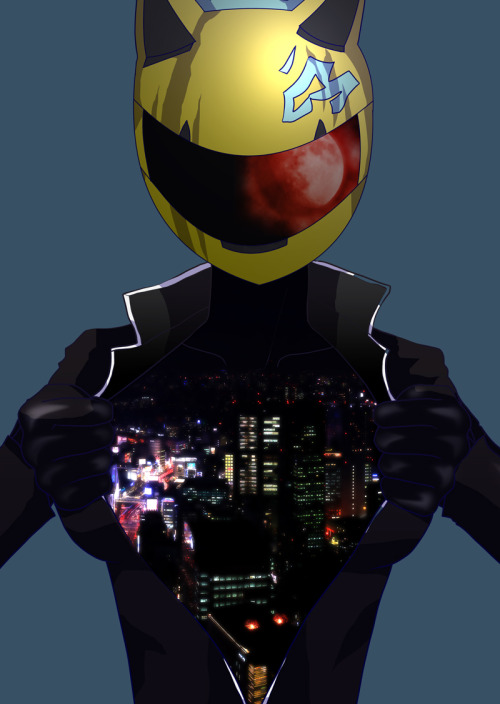 alliterate:  [image: Celty Sturlson from Duararara!! facing the viewer and opening her jacket &