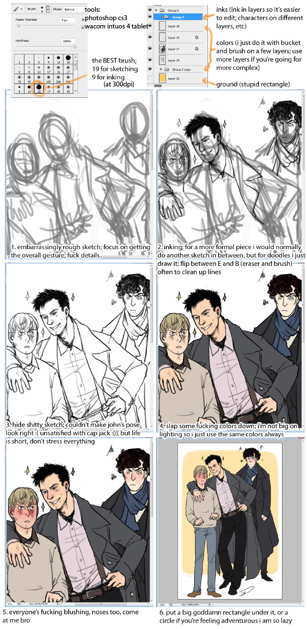 so some people have been asking for a tutorial on how i draw my sherlock art&hellip;