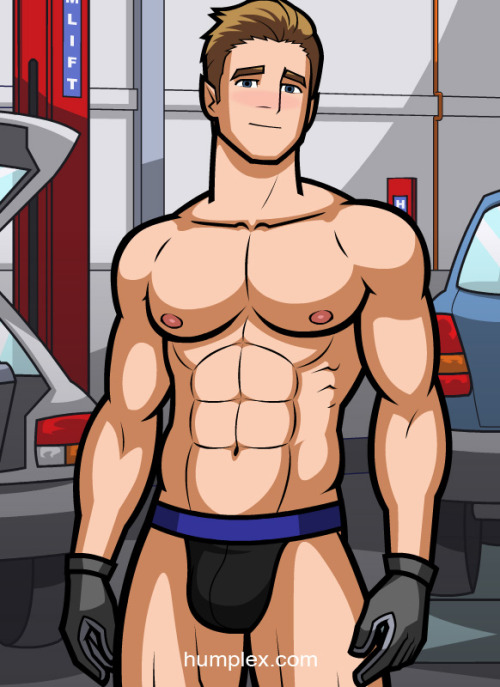 humplex: Syres the Mechanic wearing a black/blue brief with gloves. Kinky. ;) Check out the game her