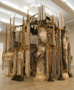 no-leaving-newyork:Portal To A Black Hole - Diana Al Hadid wood, plaster, fiberglass, polystyrene, plastic, cardboard, paint 118 x 158 x 167 inches 2007