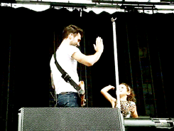:   Adam Levine and his little sister, Liza, during the soundcheck for a Maroon 5