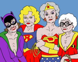 dcwomenkickingass:  Golden Girls DC style. Someone needs to do a Marvel one with Deadpool in it. 