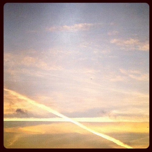 Contrails at sunrise. #avgeek (Taken with instagram)