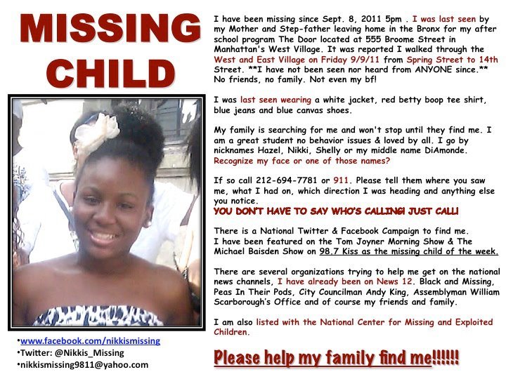 beholdthewhoreofbabylon:
“ sequin-stuffed:
“ She’s been missing since September and this is the first time I’ve seen this go around…
Missing: Mishell-Nicole Green (NY)
”
I wonder why this hasn’t been in the news…
”
Are missing children of color ever...