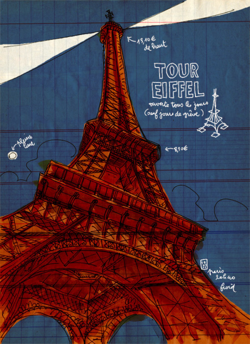Paris by Night: Eiffel Tower / Les Illustrations Delapin