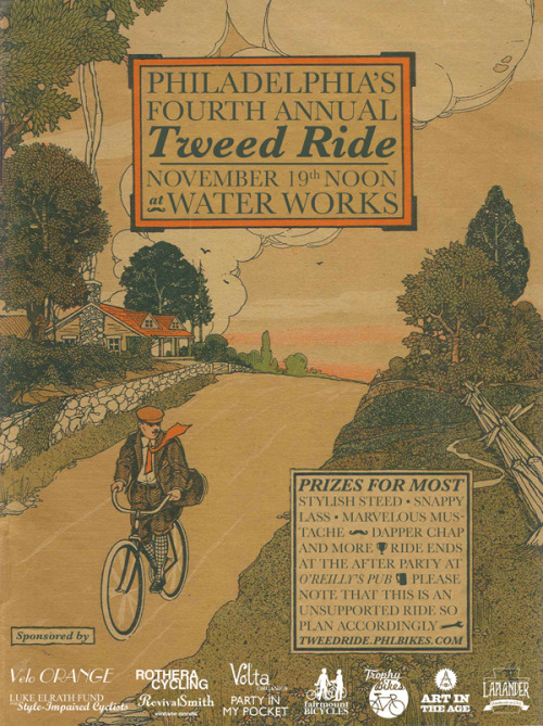 fairmountbicycles:  4th Annual Tweed Ride is this Saturday. Get all dressed up, ride a bike, and may