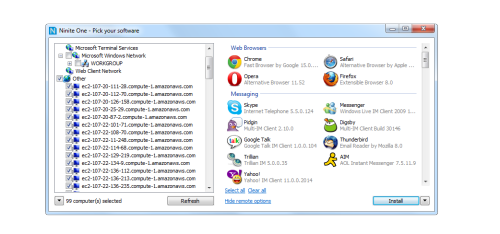 We’ve just improved Ninite One to make it incredibly easy to use Ninite on all the machines on your network.
There’s now a “Show remote options” link in the lower left of the Ninite One window. Click it and Ninite will scan your local network for...