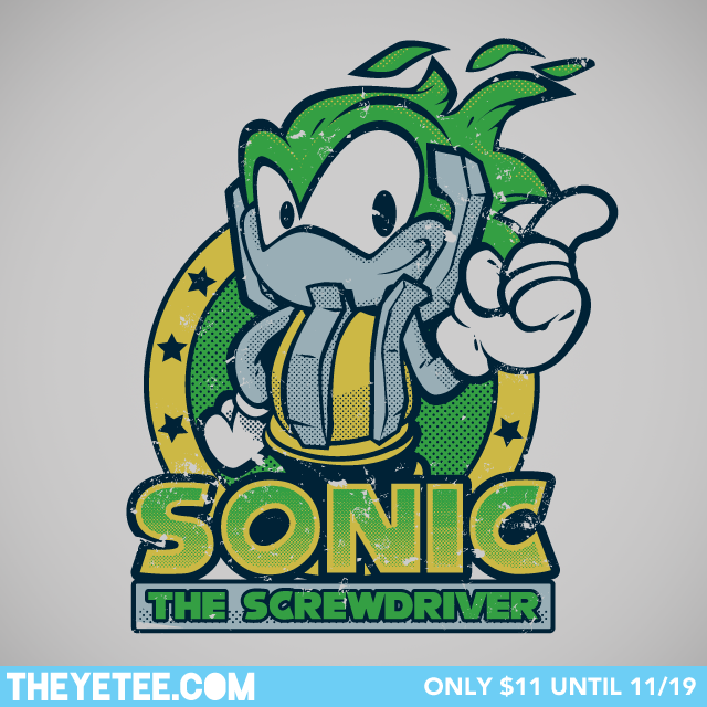 The Time Lord’s screwdriver gets a little extra dose of sonic in this Dr. Who / video game shirt by Nik Holmes. On sale at The Yetee for $11 until Nov 19th!
Contest!: Get a chance at winning the shirt for free by reblogging this post and commenting...